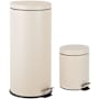 happimess Oscar 35.2 Liter Iron Free Standing Step-Open Trash Can with Matching Mini Can Limestone Beige