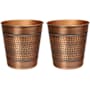 happimess Riley 7.9 Liter Stainless Steel Free Standing Banded Textured Trash Can - Set of 2 Antique Copper