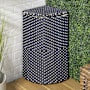 happimess Chloe 58.9 Liter Metal and Polyethylene Free Standing Trash Can Navy / White