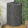 happimess Chloe 58.9 Liter Metal and Polyethylene Free Standing Trash Can Dark Navy / White