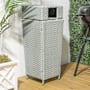 happimess Keaton 91.3 Liter Metal and Polyethylene Free Standing Trash Can Mint Blue / White