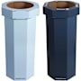 happimess Fleur 94.6 Liter Cardboard Free Standing Compact and Reusable Trash Can - Mixed Finishes - Set of 2 Tide Pool Blue / Denim Blue