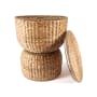 happimess Bhola 18" Wide Iron and Water Hyacinth Table Natural