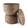 happimess Bhola 18" Wide Iron and Water Hyacinth Table Brown Wash