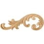 Hardware Resources Acanthus Carved Solid Wood Applique with Left Curve - 4"H x 10-5/8"W x 1/4"D Natural Maple
