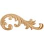 Hardware Resources Acanthus Carved Solid Wood Applique Onlay - Right Curved - 4"H x 10-5/8"W x 1/4"D Natural Maple