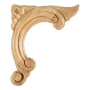 Hardware Resources Acanthus Carved Solid Wood Applique Onlay - Right Curved - 4-1/2"H x 3-3/4"W x 3/8"D Natural Maple