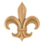 Hardware Resources Fleur De Lis Lily Solid Wood Carved Applique Onlay - 4-5/8"H x 5"W x 3/4"D Natural Hard Maple