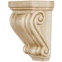 Hardware Resources Corbel with Scrolled Styling, 6-1/2"H x 3-1/2"D x 3-3/4"W Natural Rubberwood