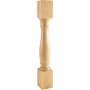 Hardware Resources Traditional Solid Wood Carved Turned Furniture Post with Block Top and Bottom - 35-1/2"H x 5"D Natural Alder