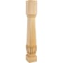 Hardware Resources Arts and Crafts Solid Wood Carved Furniture Post - Leg - 35-1/2"H x 5"D Natural Rubberwood