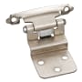 Hardware Resources Pair of Traditional 3/8" Inset Steel Cabinet Hinges with Semi-Concealed Frame Wing, Self-Close Function, and Mounting Hardware Satin Nickel