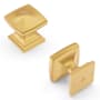 Hickory Hardware Dover 1-1/4 Inch Classic Soft Square Cabinet Knob / Drawer Knob Brushed Golden Brass