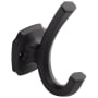 Hickory Hardware Veranda Pack of (5) 1-3/4" Wide Double Prong Faceted Single Wall Mount Robe Bath Towel Hook Matte Black