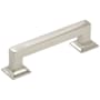 Hickory Hardware Studio 3-3/4" Center to Center Square Block Bold Cabinet Handle / Drawer Pull Polished Nickel