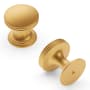 Hickory Hardware American Diner 1" Round Classic 50s Retro Cabinet Knob / Drawer Knob Brushed Golden Brass