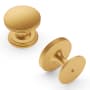 Hickory Hardware American Diner 1-3/8" Round Large Retro 50s Diner Cabinet Knob / Drawer Knob Brushed Golden Brass