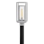 Hinkley Lighting Republic 120v 1 Light 17" Tall Coastal Elements Outdoor Single Head Post Light with Seedy Glass Shade Satin Nickel