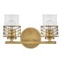 Hinkley Lighting Della 2 Light 15" Wide Bathroom Vanity Light with Clear Glass Shades Lacquered Brass