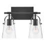 Hinkley Lighting Foster 2 Light 14" Wide Bathroom Vanity Light with Tapered Clear Glass Shades Black