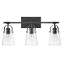 Hinkley Lighting Foster 3 Light 23" Wide Bathroom Vanity Light with Tapered Clear Glass Shades Black