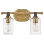Hinkley Lighting Halstead 2 Light 16" Wide Bathroom Vanity Light with Clear Glass Shades Heritage Brass