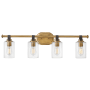 Hinkley Lighting Halstead 4 Light 32" Wide Bathroom Vanity Light with Clear Glass Shades Heritage Brass