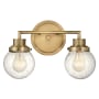 Hinkley Lighting Poppy 2 Light 15" Wide Bathroom Vanity Light with Clear Seedy Glass Heritage Brass