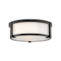 Hinkley Lighting Lowell 2 Light 13" Wide Flush Mount Drum Ceiling Fixture Black