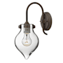 Hinkley Lighting 1 Light Indoor Wall Sconce with Clear Teardrop Shade from the Congress Collection Oil Rubbed Bronze