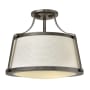 Hinkley Lighting Charlotte 1 Light 16" Wide Semi-Flush Ceiling Fixture with Fabric Shade Antique Nickel
