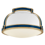Hinkley Lighting Barton 2 Light 15" Wide Flush Mount Ceiling Fixture Brass Gold / Navy
