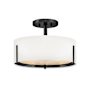 Hinkley Lighting Halle 3 Light 15" Wide Semi-Flush Drum Ceiling Fixture Black