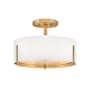Hinkley Lighting Halle 3 Light 15" Wide Semi-Flush Drum Ceiling Fixture Lacquered Brass