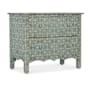 Hooker Furniture Americana 36" Wide 2 Drawer Oak Nightstand Antique Green / White / Antique Pewter