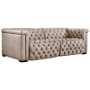 Hooker Furniture Savion 89" Wide Leather Standard Sofa with Power Recline and Power Headrest Giovanni Taupe / Coffee Brown