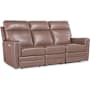 Hooker Furniture Twain 85" Wide Leather Sofa with Lumbar Control Umber