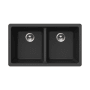 Houzer Quartztone 31-1/8" Undermount Double Basin Granite Composite Kitchen Sink Midnite