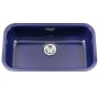 Houzer Porcela 30-7/8" Undermount Single Basin Porcelain, Stainless Steel Kitchen Sink Navy Blue
