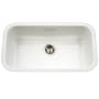 Houzer Porcela 30-7/8" Undermount Single Basin Porcelain, Stainless Steel Kitchen Sink White