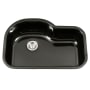Houzer Porcela 31-1/4" Undermount Single Basin Porcelain, Stainless Steel Kitchen Sink Black