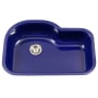 Houzer Porcela 31-1/4" Undermount Single Basin Porcelain, Stainless Steel Kitchen Sink Navy Blue