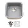 Houzer Platus 18-7/8" Undermount Single Basin Fireclay Bar Sink with Basin Rack and Basket Strainer Gray