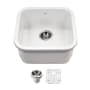 Houzer Platus 18-7/8" Undermount Single Basin Fireclay Bar Sink with Basin Rack and Basket Strainer White