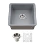 Houzer Platus 19-1/8" Undermount Single Basin Fireclay Bar Sink with Basin Rack and Basket Strainer Gray