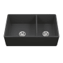 Houzer Platus 33" Farmhouse Double Basin Fireclay Kitchen Sink Black
