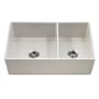 Houzer Platus 33" Farmhouse Double Basin Fireclay Kitchen Sink Biscuit