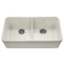 Houzer Platus 32-3/16" Farmhouse Double Basin Fireclay Kitchen Sink Biscuit