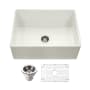 Houzer Platus 30" Farmhouse Single Basin Fireclay Kitchen Sink with Basin Rack and Basket Strainer Biscuit