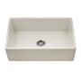 Houzer Platus 30" Farmhouse Single Basin Fireclay Kitchen Sink Biscuit